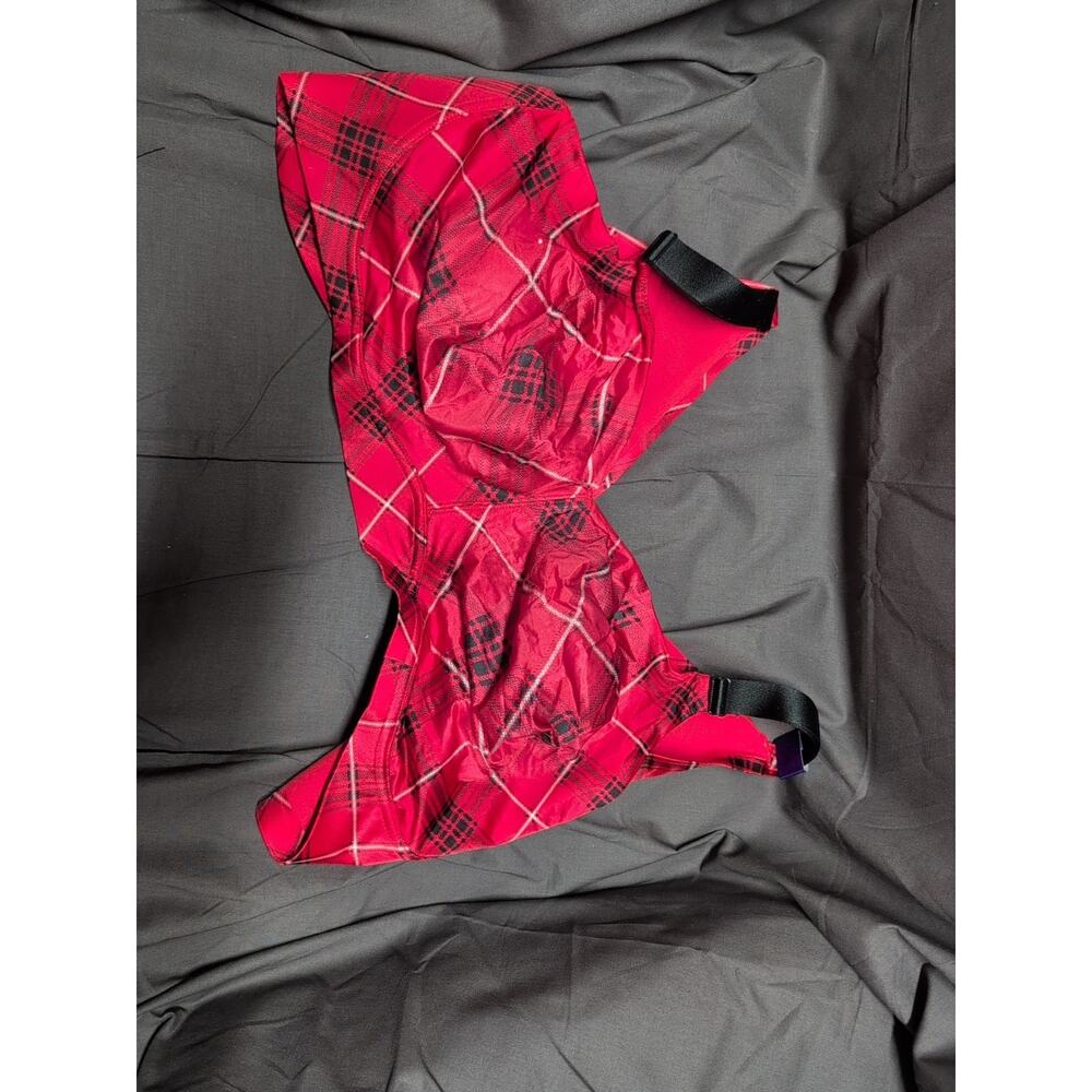 Catherines Intimates Bra Red Plaid/Check No Wire Back Smoother 54C